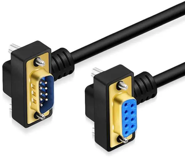 Main image of 20 Meter Down RightAngle DB9 RS232 Serial Cable, GoldPlated Male to Female 9Pin COM Port Extension Cord