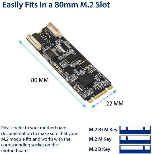 Alt view image 2 of 5 - 2Port RS232 DB9 Serial M.2 B+M Key Controller Card, SIADA15070