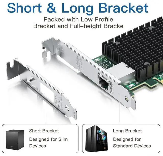 Alt view image 6 of 7 - 10Gb RJ45 PCIE Network Card NIC, Single Port, PCIE X8, Intel X540BT2 Chip, Comparable to Intel X540T1, Converged Ethernet Adapter for Windows/Linux/VMware