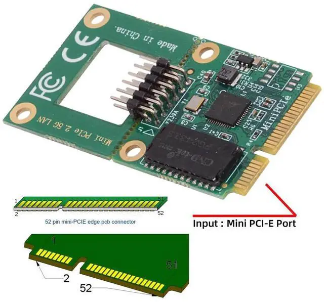 Alt view image 3 of 7 - 2.5Gbps 2500Mbps to Mini PCIE Ethernet Adapter, Gigabit 1000Mbps LAN Cable Converter for Desktop Motherboard