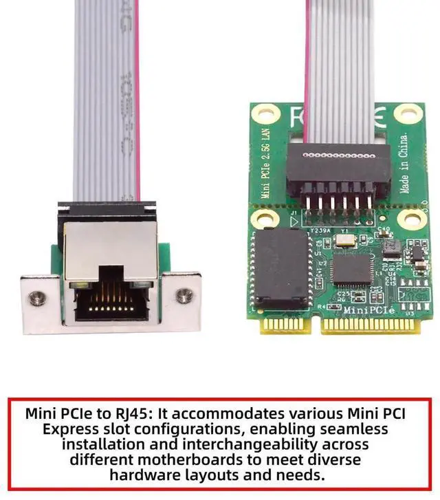 Alt view image 2 of 7 - 2.5Gbps 2500Mbps to Mini PCIE Ethernet Adapter, Gigabit 1000Mbps LAN Cable Converter for Desktop Motherboard