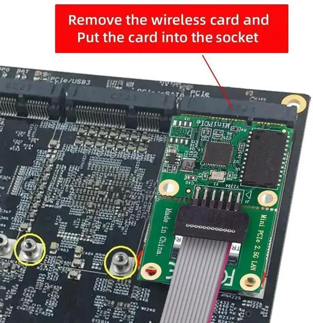 Alt view image 7 of 7 - 2.5Gbps 2500Mbps to Mini PCIE Ethernet Adapter, Gigabit 1000Mbps LAN Cable Converter for Desktop Motherboard