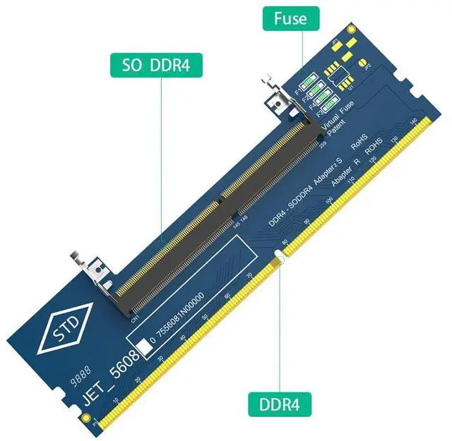 Alt view image 5 of 7 - SO DIMM to DDR4 Adapter Card, Laptop DDR4 Memory to Desktop Memory Converter Card, Full Frequency 2133/2400/2666/3200MHz Memory Tester Adapter for DDR4 SO-DIMM RAM Conversion & Detection