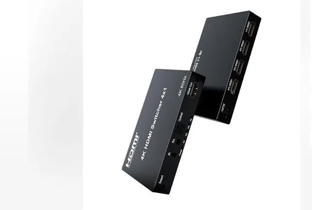 Alt view image 4 of 4 - 4K@60Hz 4x1 HDMI 2.0 Switch with Audio Extractor,4 Input 1 Output HDMI Video Switcher,Optical SPDIF & 3.5mm R/L Audio,HDCP2.2 HDR 18Gbps,IR Remote for PS5,Xbox,Switch,Fire Stick,TV,Monitor,Projector