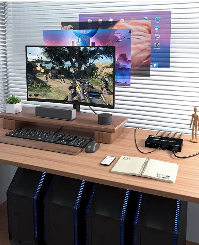 Alt view image 3 of 4 - 4K@60Hz 4x1 HDMI 2.0 Switch with Audio Extractor,4 Input 1 Output HDMI Video Switcher,Optical SPDIF & 3.5mm R/L Audio,HDCP2.2 HDR 18Gbps,IR Remote for PS5,Xbox,Switch,Fire Stick,TV,Monitor,Projector