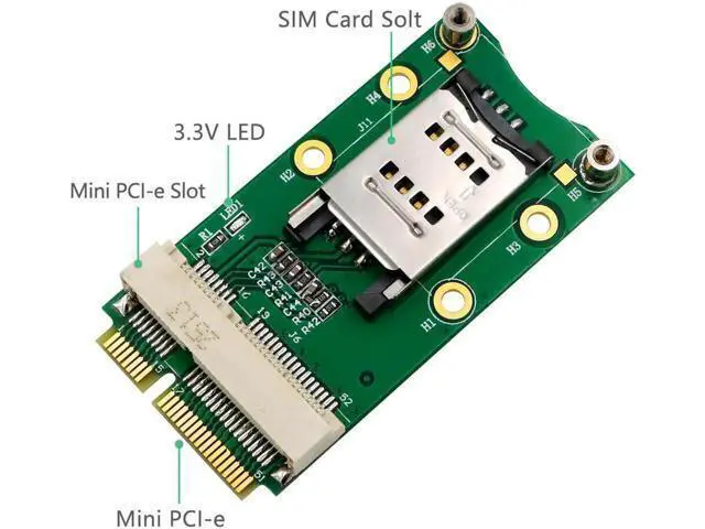 Alt view image 4 of 6 - Mini PCI-E to Mini PCI-E Riser Expansion Adapter Card with SIM Card Slot, Compatible with Quectel Fibocom Huawei SIMCom 3G 4G LTE WWAN GPS Cellular Modem Module for Industrial PC Gateway Desktop