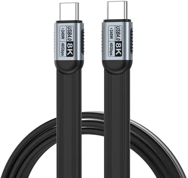 Main image of Flat TPE 3.3FT Short USB-C to USB-C USB4 Cable, 40Gbps Data Transfer, 240W PD Fast Charging, 8K UHD Video Cord, Compatible with Thunderbolt 4/3 Laptops SSD Docking Station Monitor