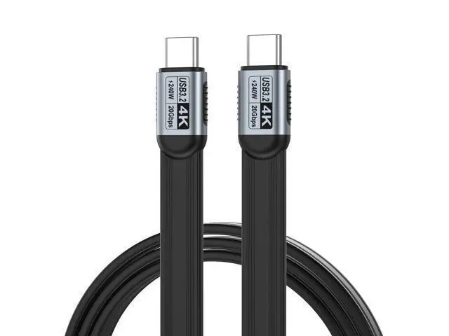 Alt view image 6 of 6 - 1.64FT Flat TPE Short USB-C to USB-C USB3.2 Full Function Cable, 20Gbps Transfer, 240W PD Charge, 4K UHD Video Cord, Compatible with MacBook Dell HP ASUS Lenovo Laptop SSD Dock Monitor
