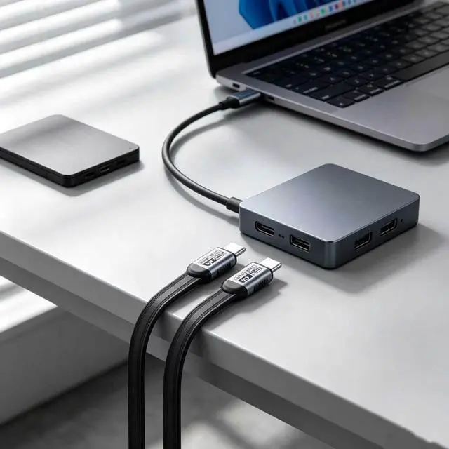 Alt view image 4 of 6 - 1FT Flat TPE Short USB-C to USB-C USB3.2 Full Function Cable, 20Gbps Transfer, 240W PD Charge, 4K UHD Video Cord, Compatible with MacBook Dell HP ASUS Lenovo Laptop SSD Dock Monitor