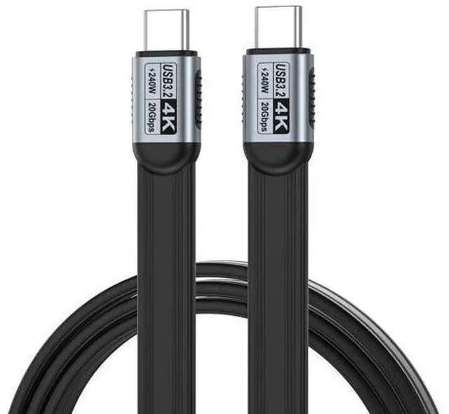 Alt view image 6 of 6 - 0.33FT Flat TPE Short USB-C to USB-C USB3.2 Full Function Cable, 20Gbps Transfer, 240W PD Charge, 4K UHD Video Cord, Compatible with MacBook Dell HP ASUS Lenovo Laptop SSD Dock Monitor