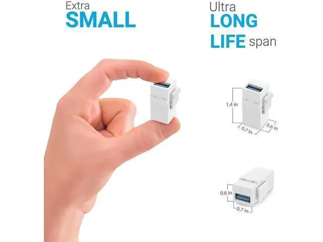 Alt view image 2 of 7 - USB 3.0 Keystone Jack Inserts, Snap-In Insert Module for Keystone Wall Plates, 5 Pack