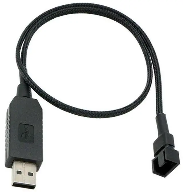 Main image of USB to 4Pin PWM Fan Boost Cable, 5V to 12V Voltage Converter Cable, 50cm Braided Tinned Copper Wire, USB Male to Single 4-Pin Fan Connector for PC Case Cooling Fan DIY Mod
