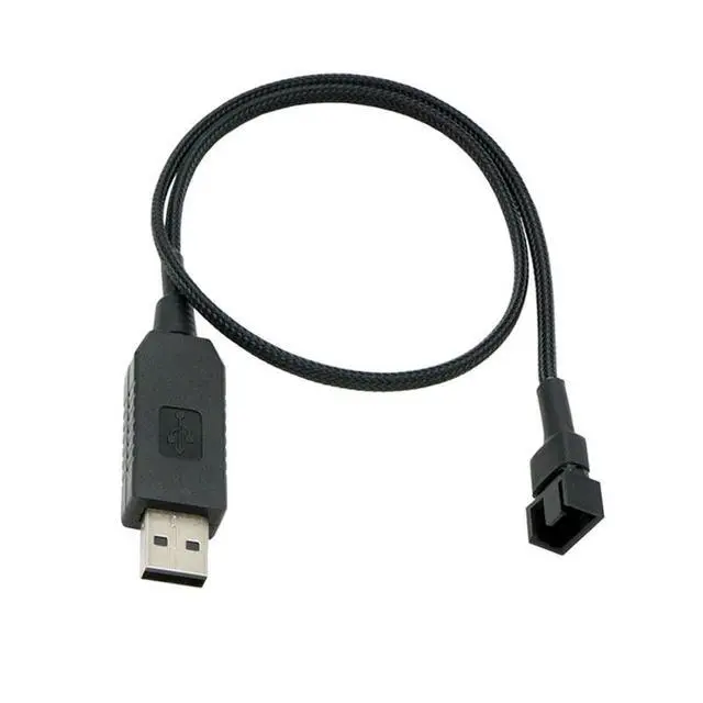 Alt view image 5 of 5 - USB to 4Pin PWM Fan Boost Cable, 5V to 12V Voltage Converter Cable, 50cm Braided Tinned Copper Wire, USB Male to Single 4-Pin Fan Connector for PC Case Cooling Fan DIY Mod