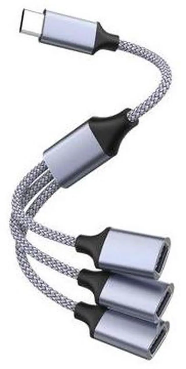 Main image of Type-C to 3 USB A Splitter Cable, 50CM USB-C Male to 3 USB 2.0 Female Y Splitter Adapter Cord, Multi-Port USB Expansion Braided Cable for Laptop, Phone, Power Bank