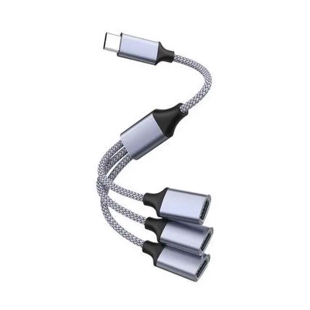 Alt view image 6 of 6 - Type-C to 3 USB A Splitter Cable, 50CM USB-C Male to 3 USB 2.0 Female Y Splitter Adapter Cord, Multi-Port USB Expansion Braided Cable for Laptop, Phone, Power Bank
