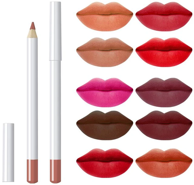 Alt view image 4 of 5 - Aomoproing Wood Lip Liner Pencil, 22 Shades Creamy Texture Smooth Matte Lip Liner, Easy Coloring for Fuller Lips Makeup, 11 Wine Red Waterproof Matte Cosmetic Makeup Pencil 02 Warm Nude Brown