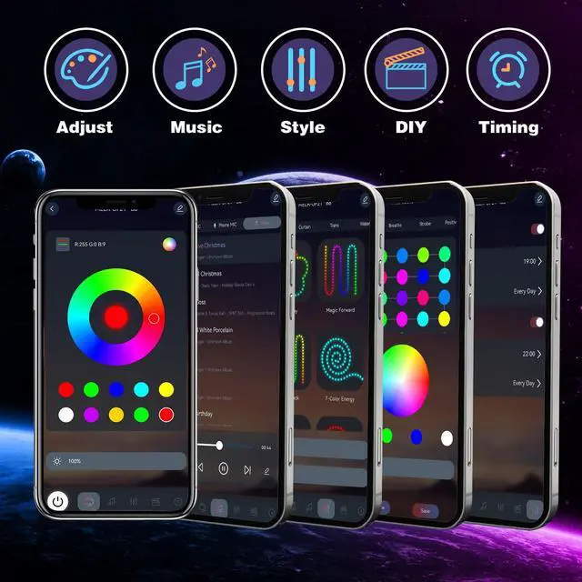 Alt view image 6 of 7 - JAYSUING Permanent Outdoor Lights Waterproof IP67, Smart RGB+IC Eaves LED Lights with App & Button Control, 200+ Dynamic Scene Modes for House Roof, Garden, Christmas, Party Decor