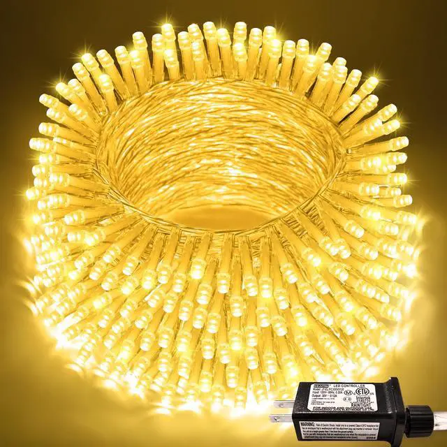 Main image of JAYSUING 200 LED Christmas Lights Indoor Outdoor, Connectable Warm White Christmas Tree Lights Clear Wire, 66 Ft Twinkle Fairy String Light Plug in for Bedroom Wedding Xmas Tree Decorations