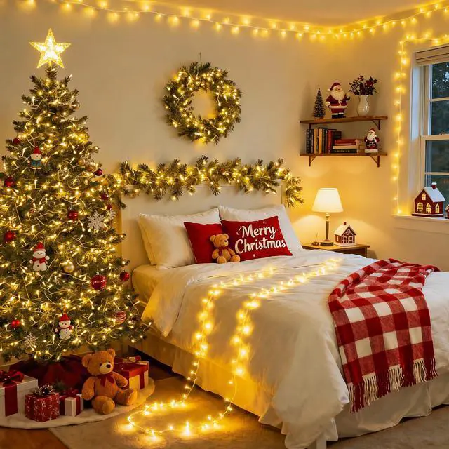 Alt view image 3 of 7 - JAYSUING 200 LED Christmas Lights Indoor Outdoor, Connectable Warm White Christmas Tree Lights Clear Wire, 66 Ft Twinkle Fairy String Light Plug in for Bedroom Wedding Xmas Tree Decorations