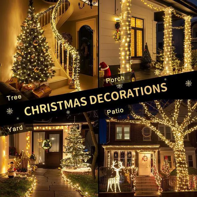 Alt view image 6 of 7 - JAYSUING 200 LED Christmas Lights Indoor Outdoor, Connectable Warm White Christmas Tree Lights Clear Wire, 66 Ft Twinkle Fairy String Light Plug in for Bedroom Wedding Xmas Tree Decorations