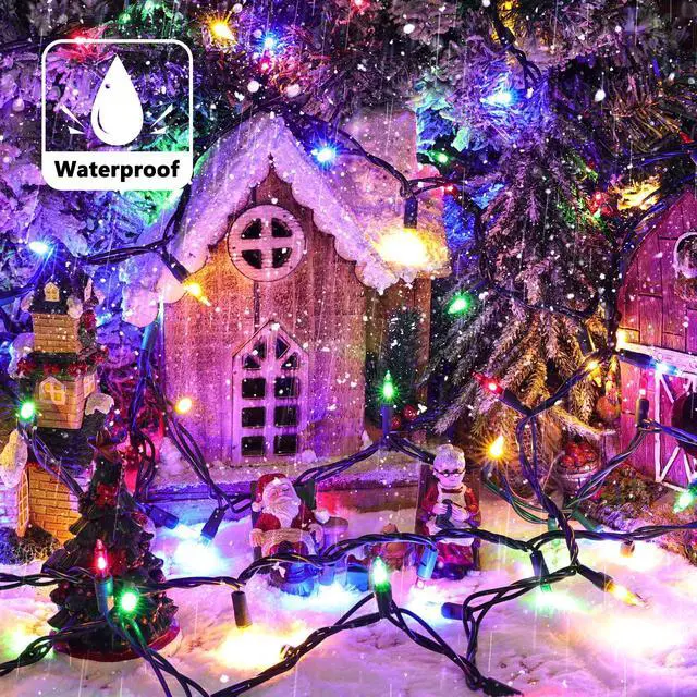 Alt view image 5 of 7 - JAYSUING Christmas Lights -2 Pack Total 43FT 200 Count Conectable Waterproof String Lights Brighter Detachable Plug-in Lights Indoor & Outdoor for Christmas Decoration(Mulitcolor)