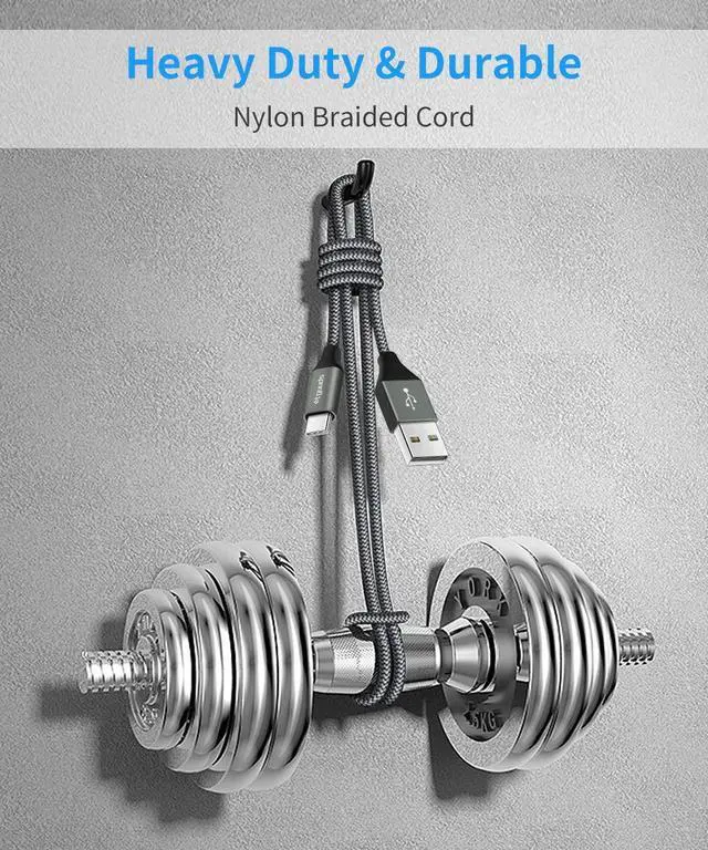 Alt view image 6 of 7 - USB A to USB C Cable 5-Pack (3/3/6/6/10 ft), Fast Charging Type C Charger Cord for iPhone 17 16 15 Pro Max Plus Air, Samsung Galaxy S25 S24 S23 S22 S21 S20 A56 A17 A16, Pixel, Moto G, Gray