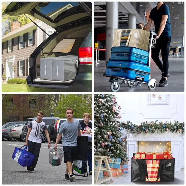 Alt view image 6 of 7 - 6-Pack Oversized Moving Bags with Reinforced Handles, Heavy-Duty Storage Tote Moving Supplies for Packaging, Camping (Color Stripe, 6-Pack)