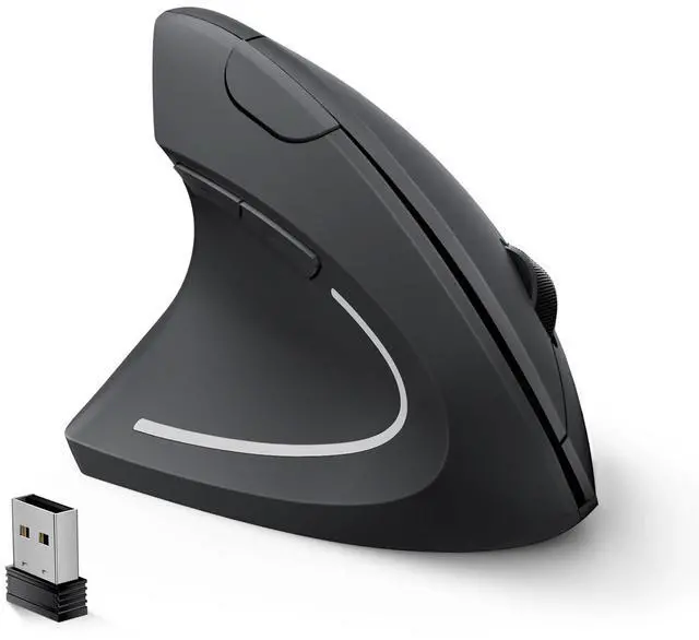 Main image of Left Handed Ergonomic Mouse, Vertical Wireless Mouse for Left Hand, 2.4G USB Carpal Tunnel Lefty Mouse, 3 Adjustable DPI, 6 Buttons, for Laptop, PC, Computer, Mac, Windows, Desktop - Black