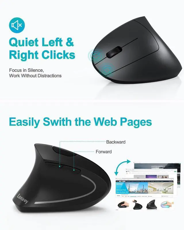 Alt view image 4 of 7 - Left Handed Ergonomic Mouse, Vertical Wireless Mouse for Left Hand, 2.4G USB Carpal Tunnel Lefty Mouse, 3 Adjustable DPI, 6 Buttons, for Laptop, PC, Computer, Mac, Windows, Desktop - Black