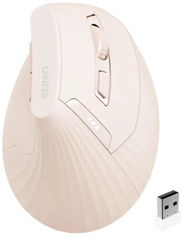 Main image of Vertical Mouse Wireless, 2.4G Rechargeable Mouse with Battery Indicator,4 Level DPI,Ergonomic Design for Comfort and Reduced Wrist Strain, Ideal for Home,Office Use (Pink)