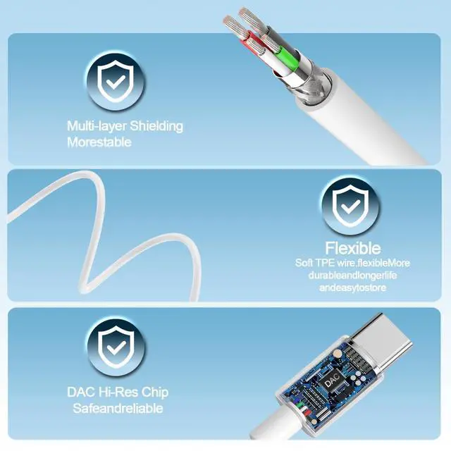 Alt view image 5 of 7 - 2 Packs USB C Headphones for iPhone 17/16/15 Earbuds, Type C Earphones with Mic & Remote Control Noise Cancelling for iPhone 17 16 15 Pro Max Plus, iPad Pro, Galaxy S25/S24/Ultra Note 10/20 and More