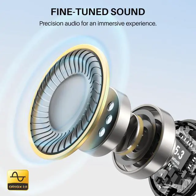 Alt view image 2 of 7 - JAYSUING T6 Wireless Earbuds, Bluetooth Ear Buds, Stereo Sound in Ear Headphones, 50 Hours Playtime, AI Clear Call, Wireless Charging Case, APP Customizable EQs, IPX8 Waterproof Earphones