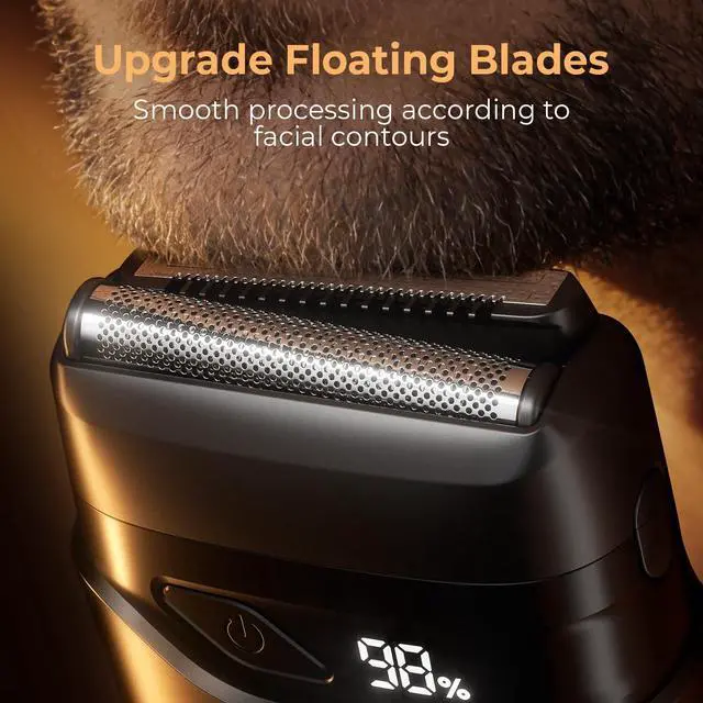 Alt view image 2 of 7 - Hoygi Electric Foil Shavers for Men: Mini Electric Razor for Face - IPX7 Waterproof Cordless Razor with LED Display & Fast Charge - Micro-Comb Technology & Precision Blades