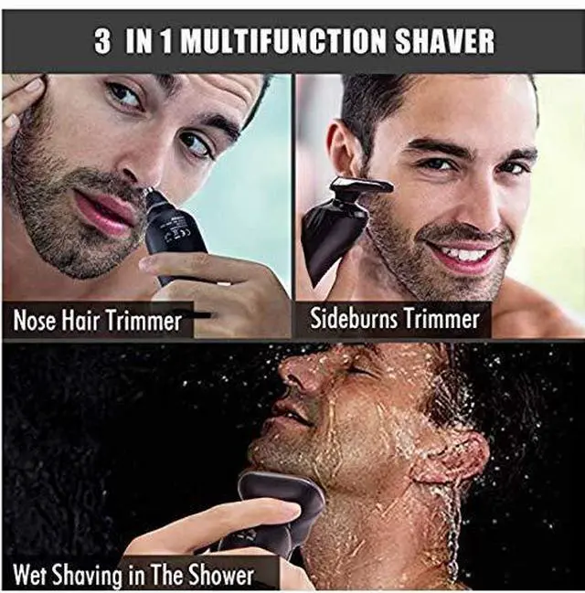 Alt view image 4 of 6 - Electric Razor for Men - Rechargeable Electric Shaver for Men, Waterproof Wet Dry Cordless Razor with Nose Hair Trimmer and Sideburns Trimmer
