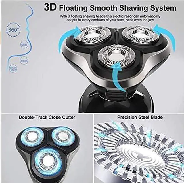 Alt view image 5 of 6 - Electric Razor for Men - Rechargeable Electric Shaver for Men, Waterproof Wet Dry Cordless Razor with Nose Hair Trimmer and Sideburns Trimmer