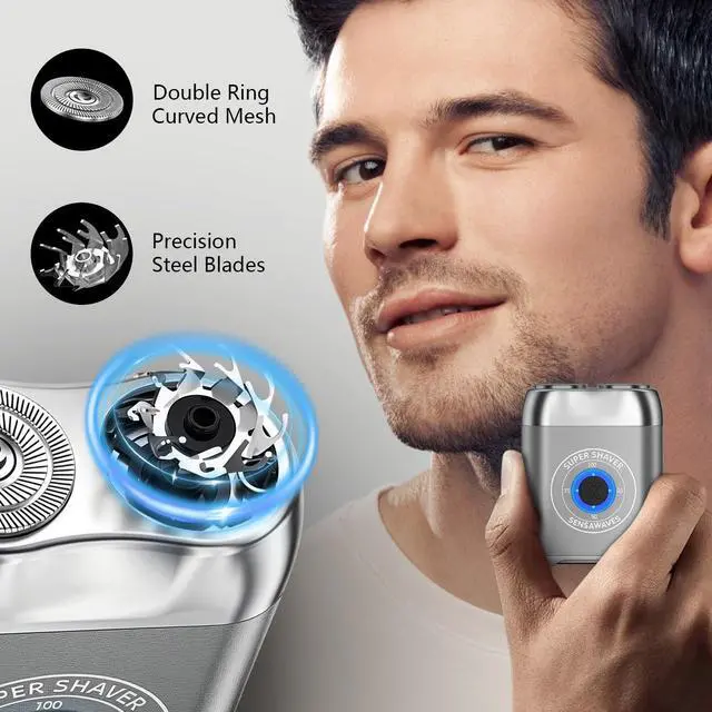 Alt view image 4 of 6 - Mini Electric Shaver for Men, Alloy Portable Shaver for Face & Beard, IPX7 Waterproof Rechargeable Travel Razor with Detachable Head, Cordless Wet/Dry Shaving, Easy Cleaning