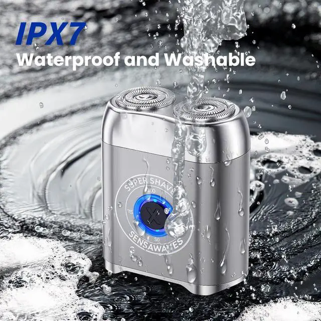 Alt view image 5 of 6 - Mini Electric Shaver for Men, Alloy Portable Shaver for Face & Beard, IPX7 Waterproof Rechargeable Travel Razor with Detachable Head, Cordless Wet/Dry Shaving, Easy Cleaning
