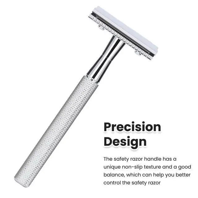 Alt view image 4 of 7 - Hoygi Single Blade Safety Razor With 10 Premium Stainless Steel Blades Double Edge Safety Razors For Men, Smooth Wet Shave Experience, Glossy Silver
