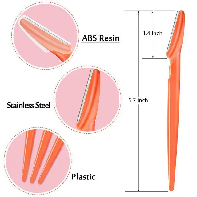 Alt view image 5 of 7 - 12 Pcs Orange-red Eyebrow Razors, Face Razors Multipurpose, Exfoliating Dermaplaning Tools, Eyebrow Trimmers Shaver with Protective Cover, Facial Hair Removal for Women Men Body Use