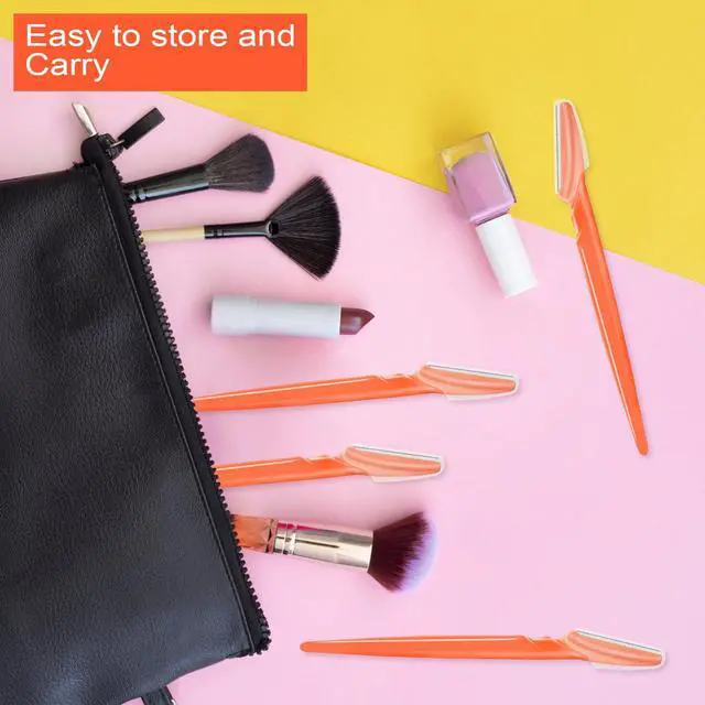 Alt view image 6 of 7 - 12 Pcs Orange-red Eyebrow Razors, Face Razors Multipurpose, Exfoliating Dermaplaning Tools, Eyebrow Trimmers Shaver with Protective Cover, Facial Hair Removal for Women Men Body Use
