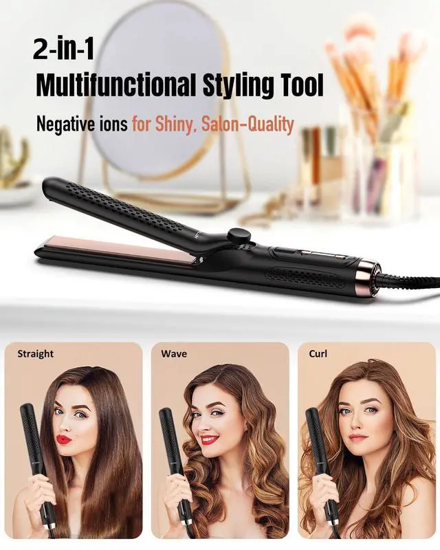 Alt view image 3 of 5 - 360° Airflow Styler Curling Iron - 1.25 Inch Hair Straightener and Curler 2 in 1 with Vented Cool Air to Lock in Style, Extra Long Flat Iron Curling Wand, 5 Temps & Dual Voltage for Travel