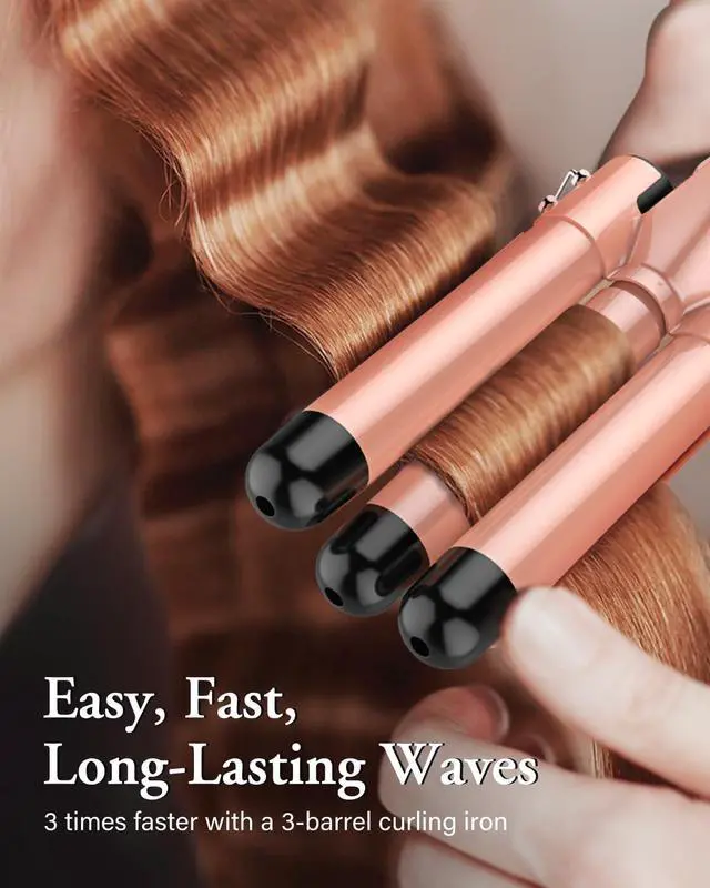 Alt view image 3 of 7 - Waver Curling Iron Wand, Hoygi 5 in 1 Curling Wand Set with 3 Barrel Hair Crimper for Women, Fast Heating Hair Wand Curler in All Hair Type