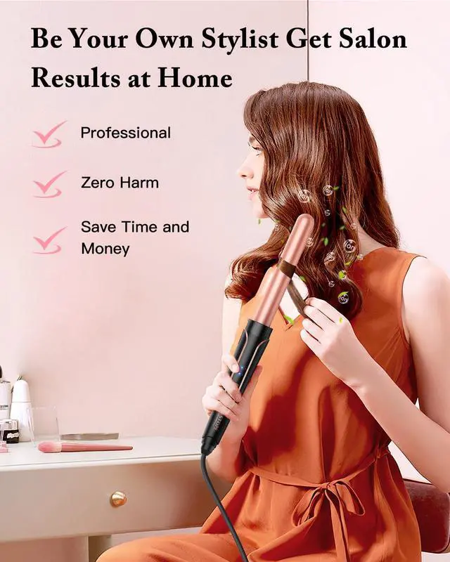 Alt view image 4 of 7 - Waver Curling Iron Wand, Hoygi 5 in 1 Curling Wand Set with 3 Barrel Hair Crimper for Women, Fast Heating Hair Wand Curler in All Hair Type