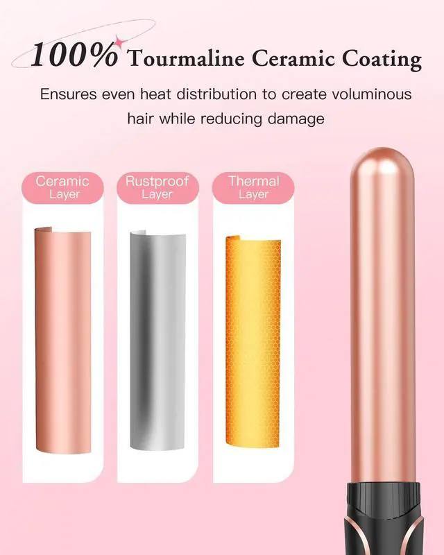 Alt view image 7 of 7 - Waver Curling Iron Wand, Hoygi 5 in 1 Curling Wand Set with 3 Barrel Hair Crimper for Women, Fast Heating Hair Wand Curler in All Hair Type