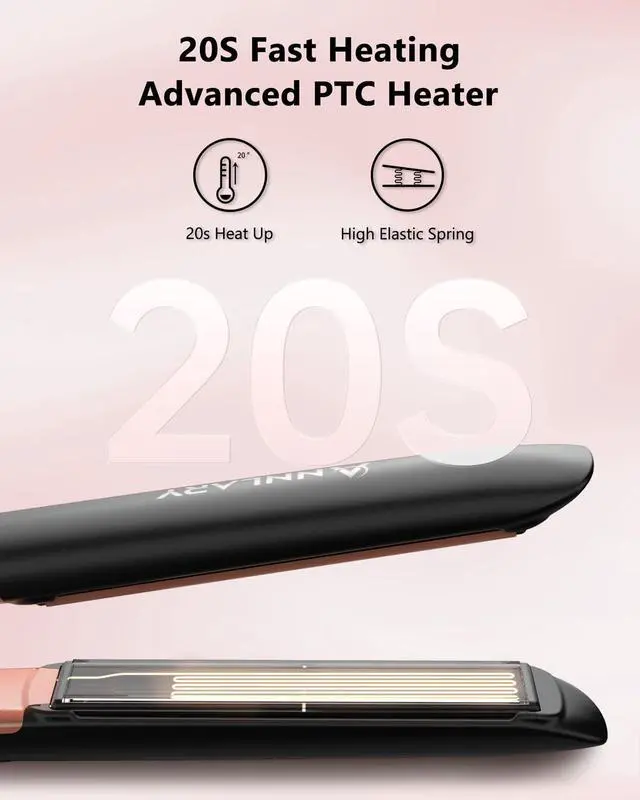 Alt view image 5 of 7 - Hoygi Hair Straightener 1 Inch Flat Iron and Curler 2 in 1 Titanium Ceramic Ionic Dual Voltage Straightener with Heat-Resistant Silicone, for Less Frizz, Shinier & Smoother