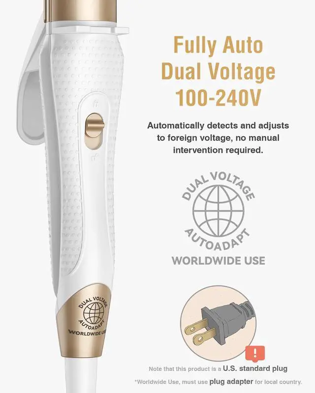 Alt view image 3 of 7 - Europe Travel Curling Iron Mini: Dual Voltage Curling Iron for Traveling - Mini Travel Curling Irons 1 Inch with US Plug,Gold 450 for Thick/Coarse Short Hair