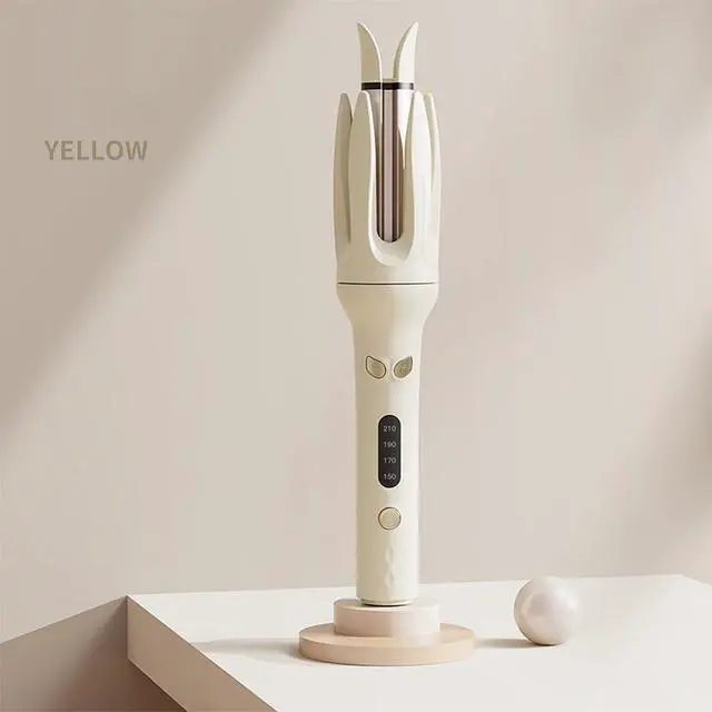 Alt view image 6 of 7 - Automatic Curling Iron,Hair Curler Automatic Rotating Wand,Anti-Scald,Four Speed Temperature Adjustment,Diameter 28mm,Anti-Tangle Rotating Curling Wand,Easy to Use Hair Curler,Yellow