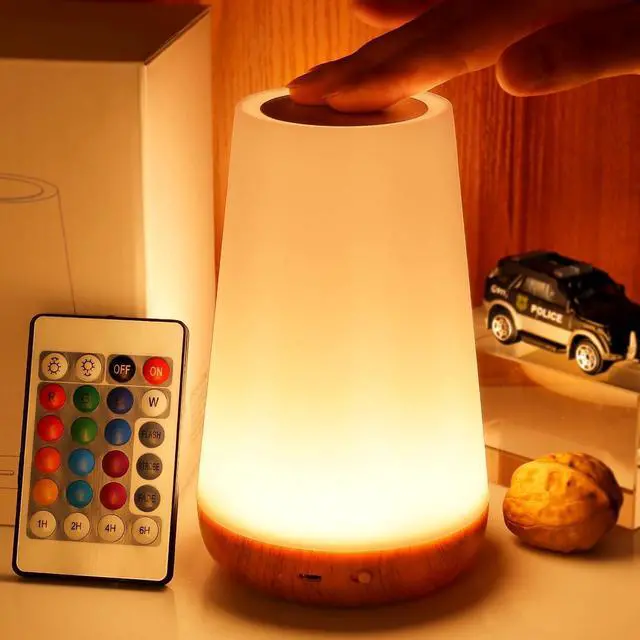 Main image of JAYSUING Night Light, Dimmable Touch Lamp for Bedroom, Portable Table Bedside Lamp, 5 Brightness 13 RGB Colors, Night Lights for Baby Nursery Bathroom