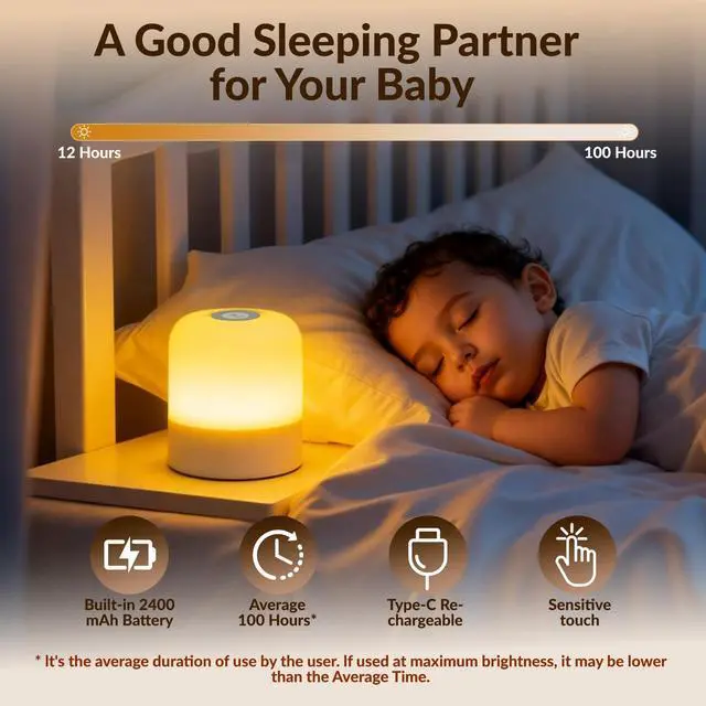 Alt view image 4 of 7 - JAYSUING Portable Baby Night Light, 2400mAh, 3 Color Egg Lights for Nursery, Rechargeable Small LED Lamp, Dimmable Touch Nightlight for Newborn, Toddler, Kids, Adults