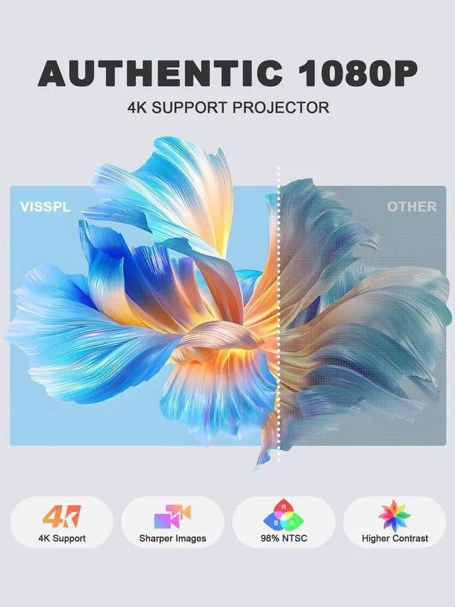 Alt view image 4 of 6 - 4K Smart Projector with WiFi and Bluetooth, Officially-Licensed App & 2000 ANSI,Auto Focus & Keystone Portable Projector with Stand,Outdoor Home Theater Projector